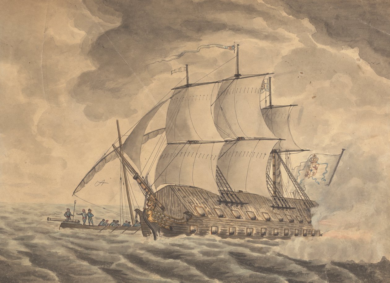 Uønsket skib ansat mod Gibralter.. Enkelt uønsket skib af Joseph Cartwright