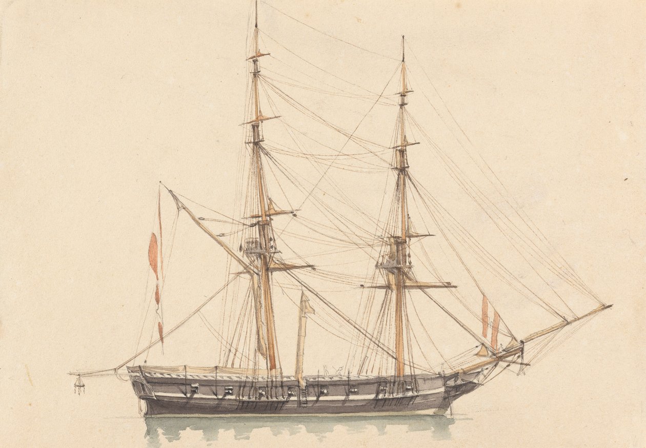 Enkelt Brigantine, Sejl rullet af Joseph Cartwright