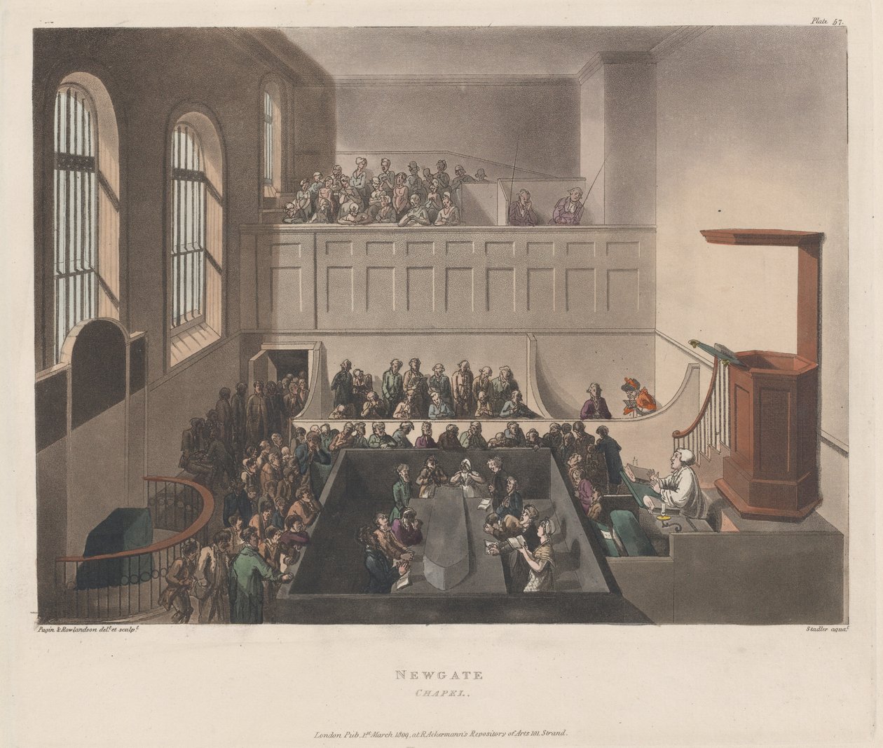 Newgate Chapel, 1809., 1809. af Joseph Constantine Stadler