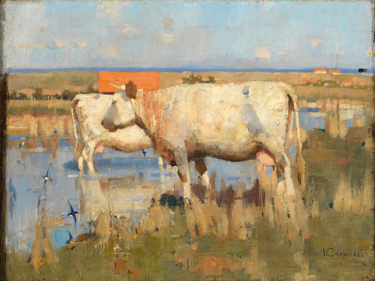 Landskab med kvæg, ca. 1883-85 (olie på lærred) af Joseph Crawhall