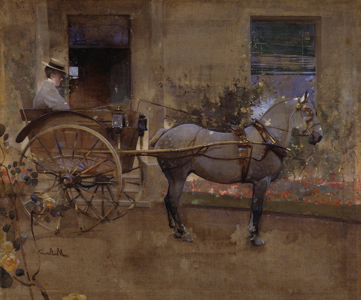 The Governess Cart (gouache på linned) af Joseph Crawhall