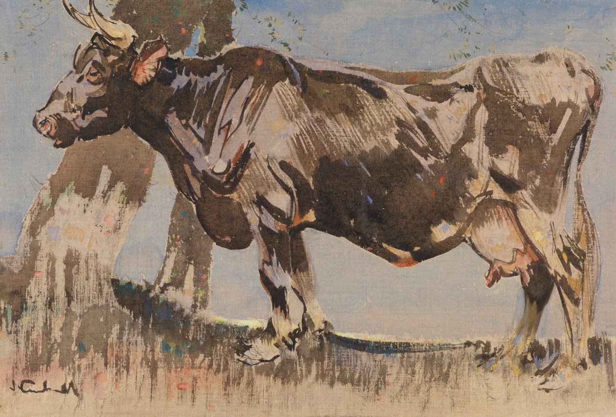 Den gamle ko (gouache på linned) af Joseph Crawhall