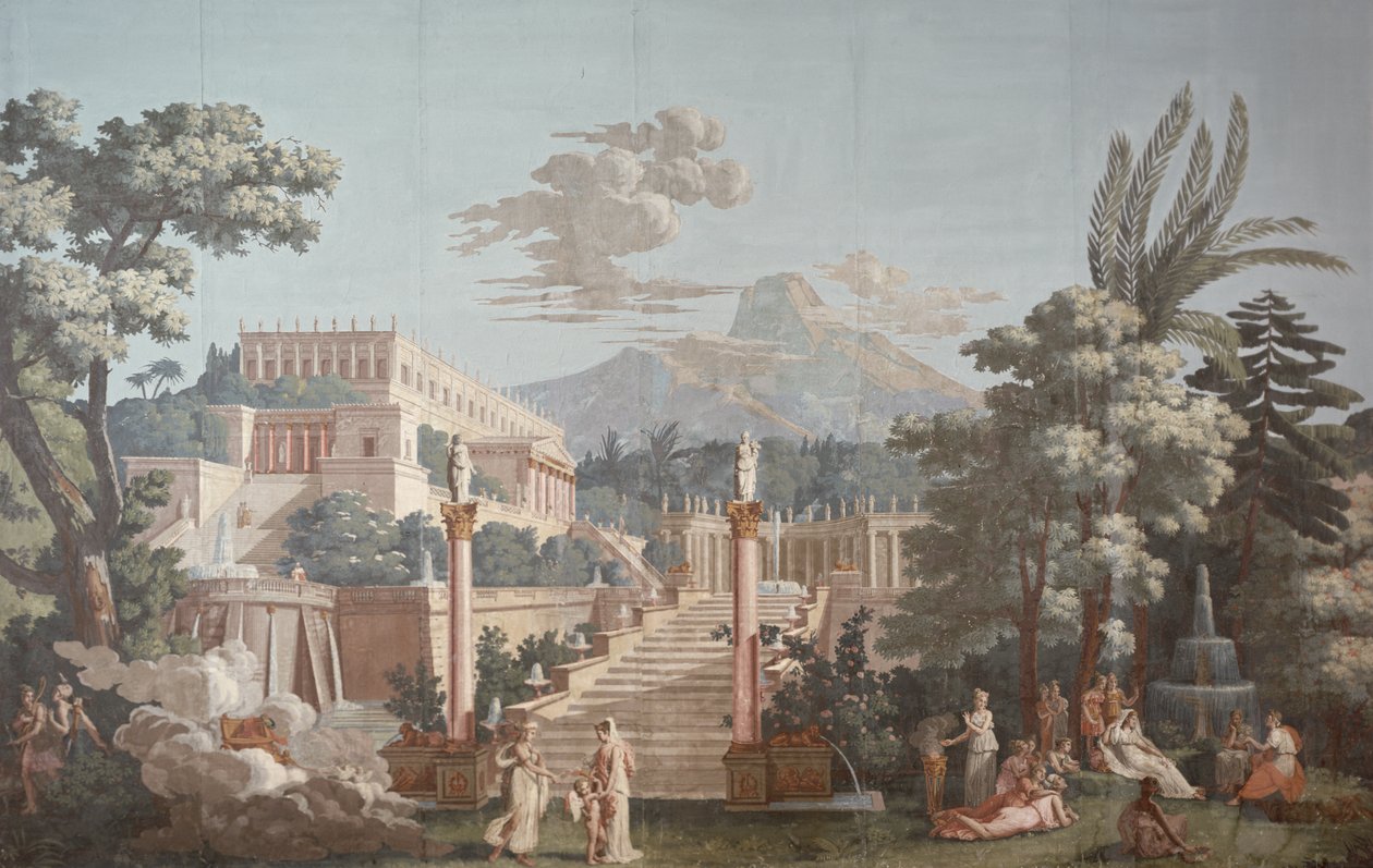Tapetdesign, der forestiller Telemachus af Joseph Dufour