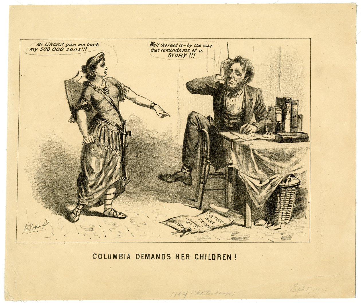 Columbia kræver sine børn, 1864 af Joseph E. Baker