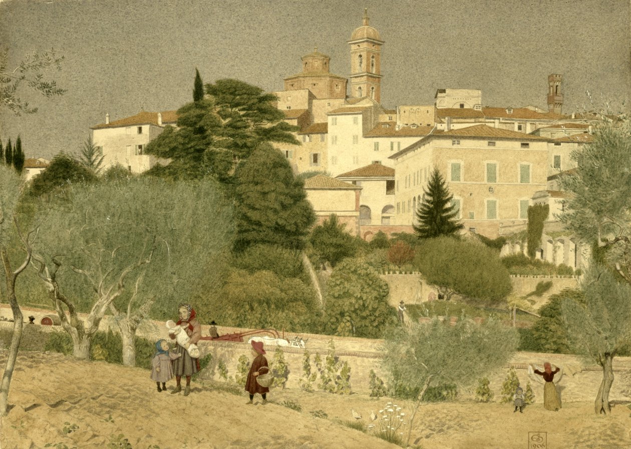 I Toscana, 1906 (wc på papir) af Joseph Edward Southall