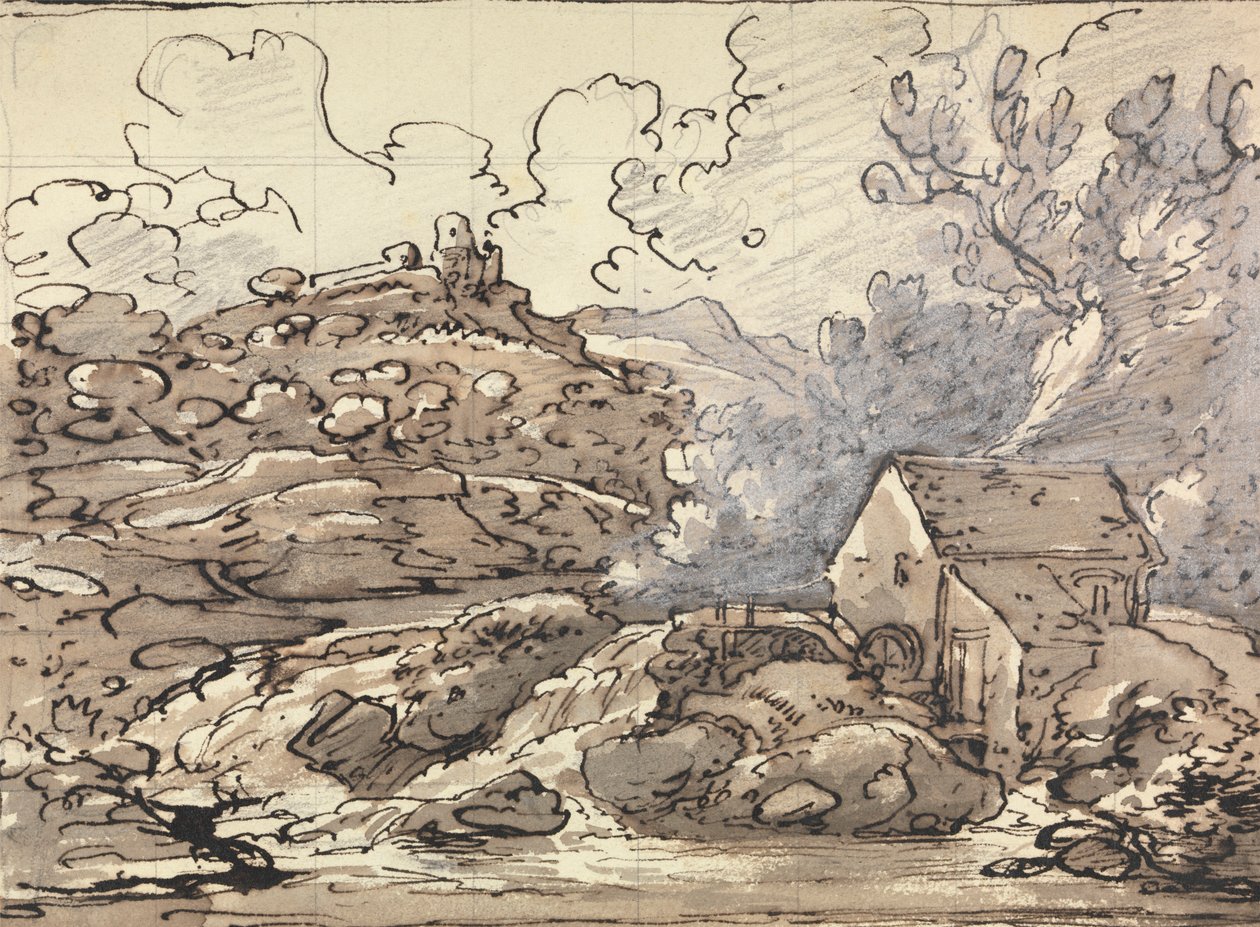En Mølle ved et Vandfald af Joseph Farington