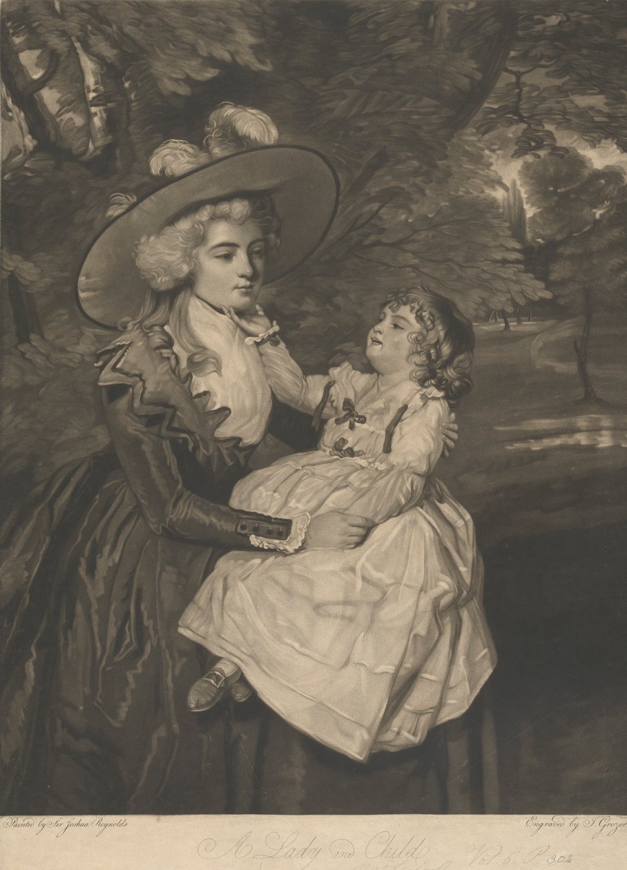 En dame og et barn af Joseph Grozer