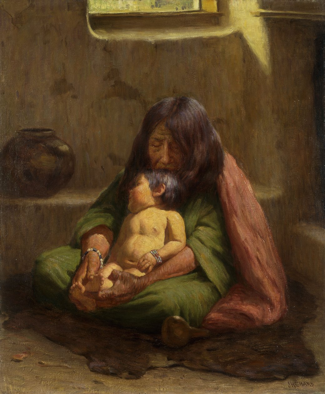 Indisk mor og baby af Joseph Henry Sharp