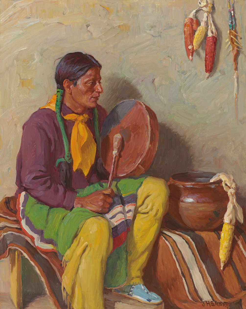 The Chant (olie på lærred) af Joseph Henry Sharp