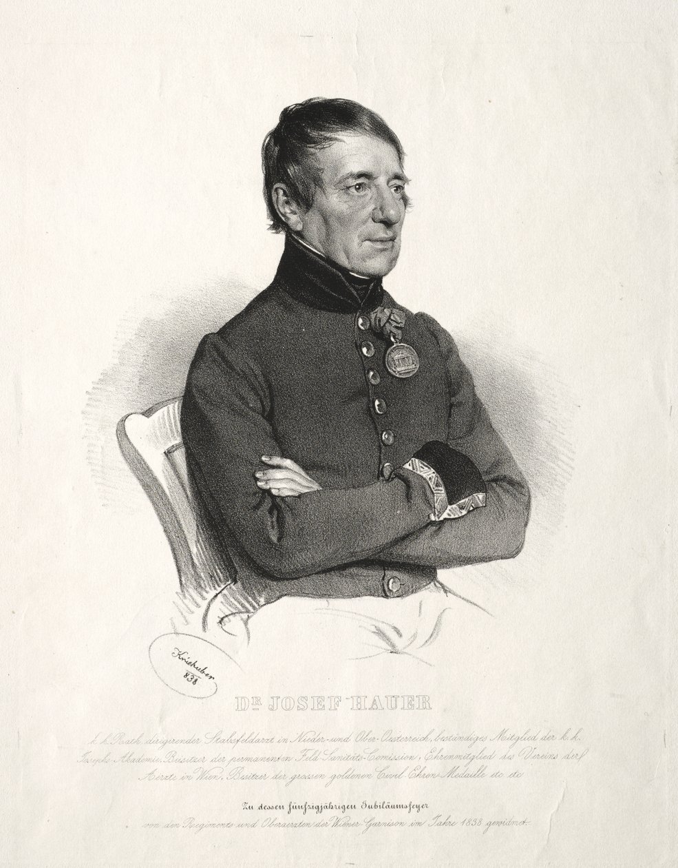 Portræt af Dr. Jospeh Hauer af Joseph Kriehuber