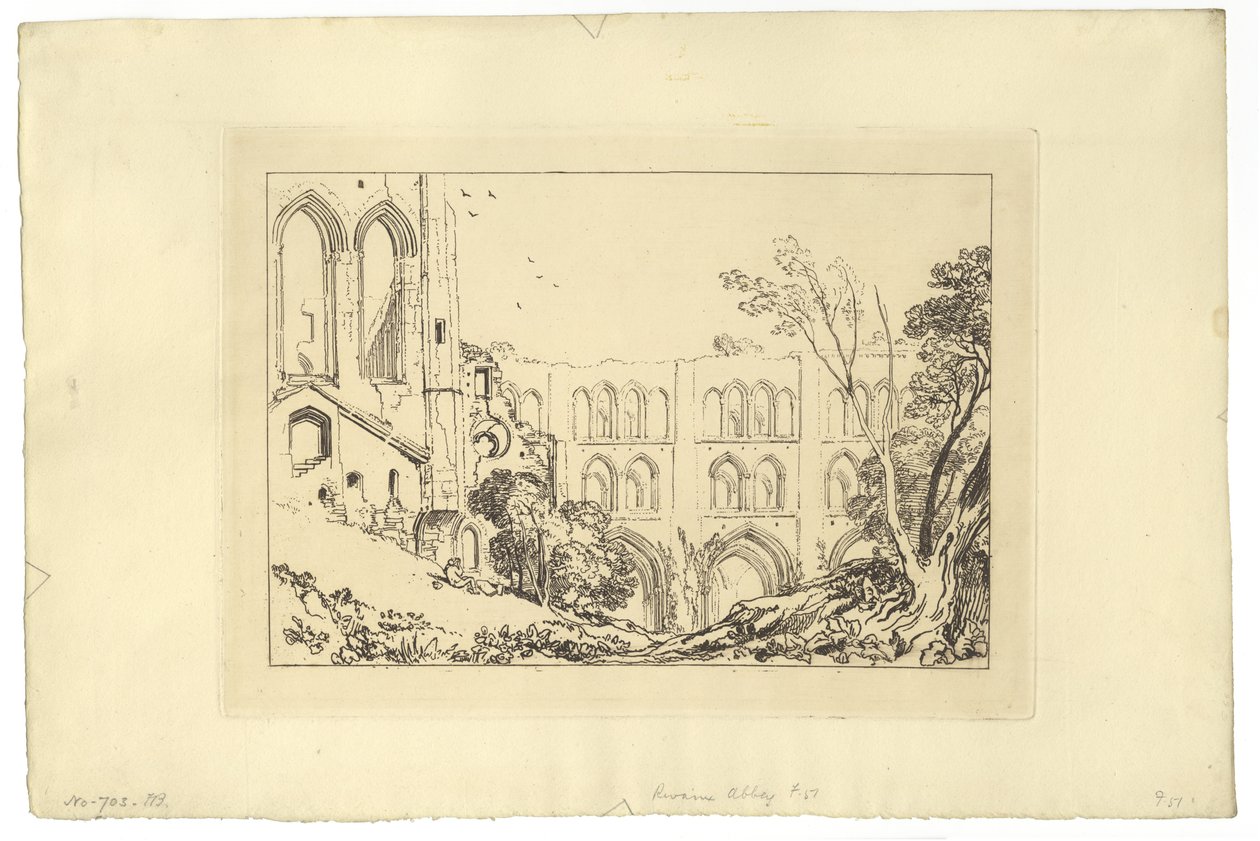 Rivaux Abbey (ætsning) af Joseph Mallord William Turner