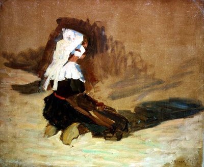 Den knælende bretonske pige af Joseph Milner Kite