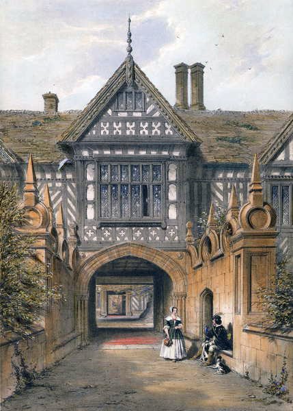 Speke Hall, Lancs af Joseph Nash