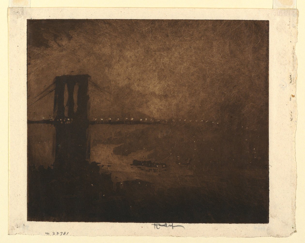 Brooklyn Bridge om natten af Joseph Pennell