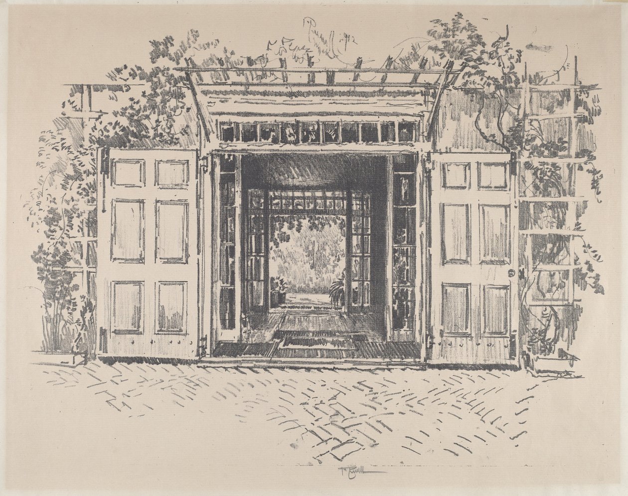 Doorway, Wyck, 1912. af Joseph Pennell