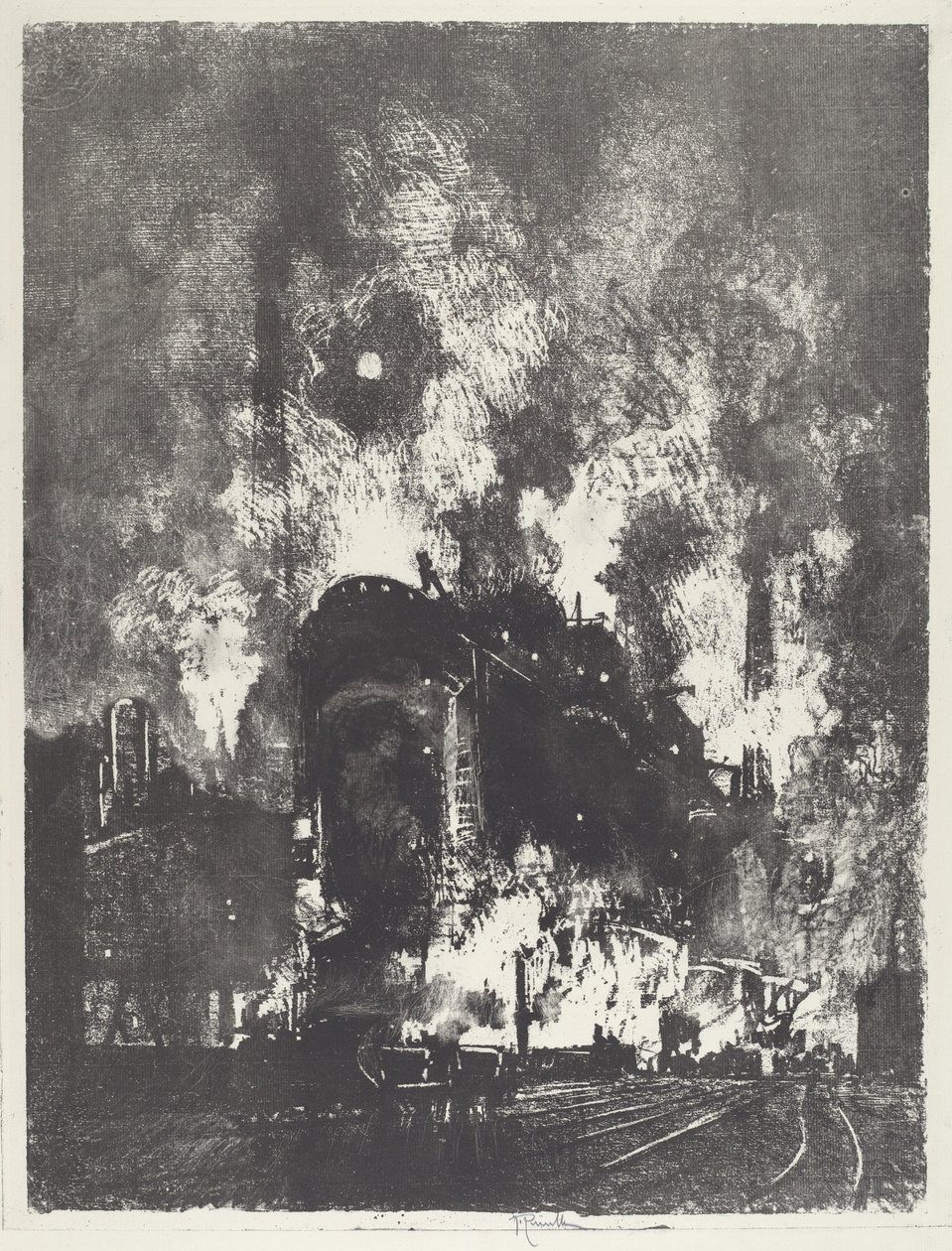 Ovne om natten, 1916. af Joseph Pennell