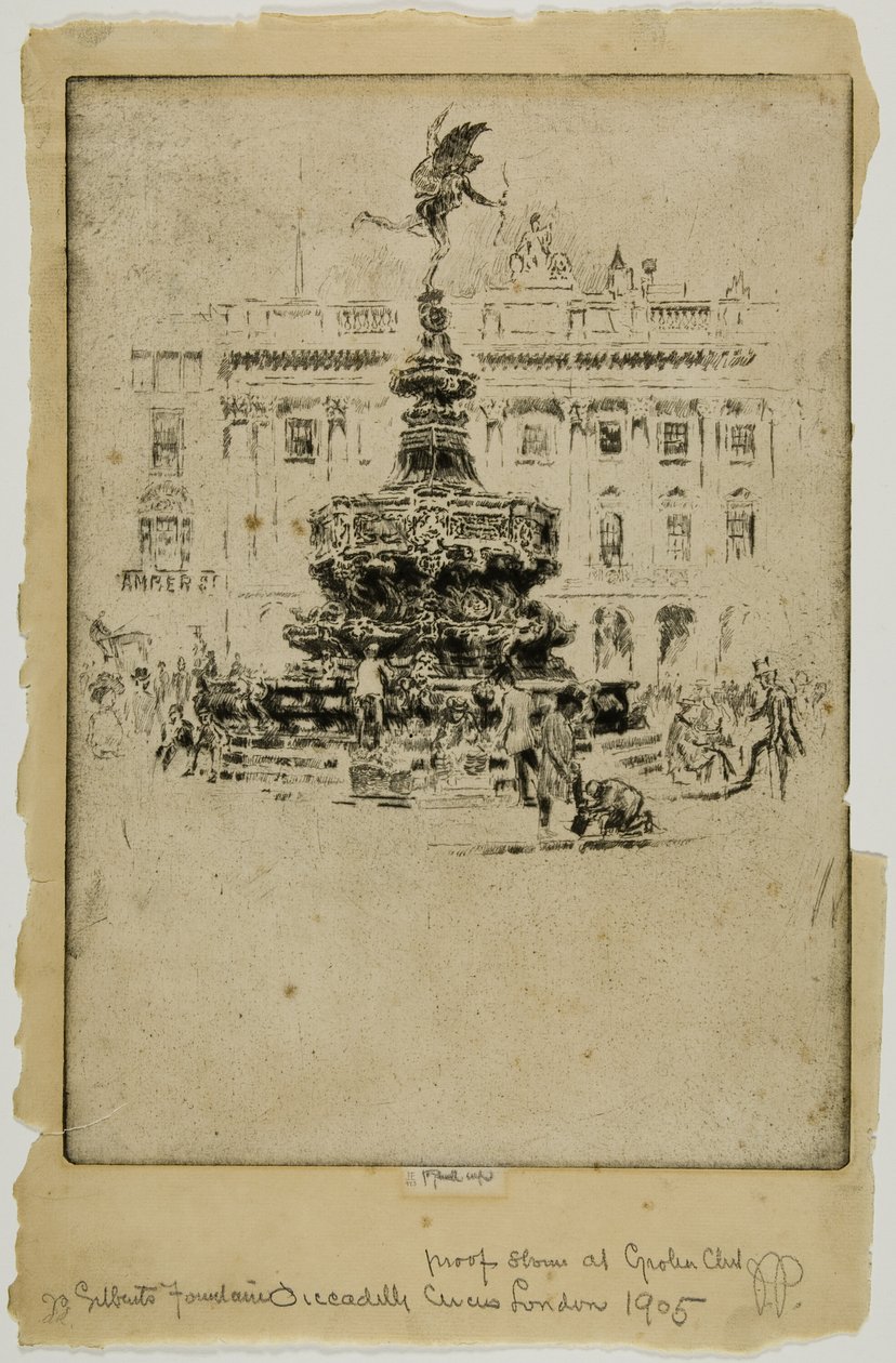 Gilberts monument, Piccadilly Circus af Joseph Pennell