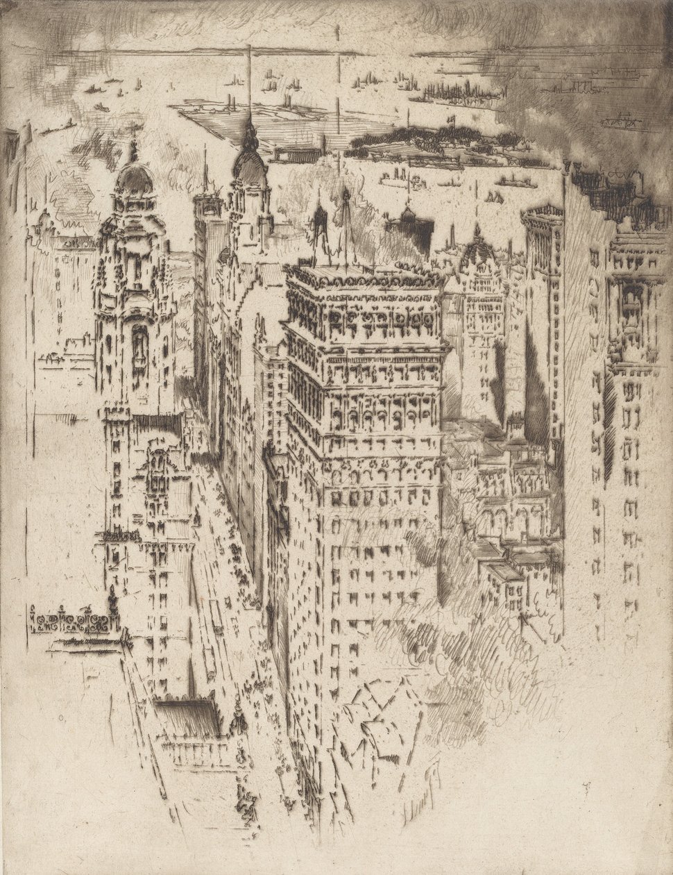 Gylden gesims, nr. II, 1915. af Joseph Pennell
