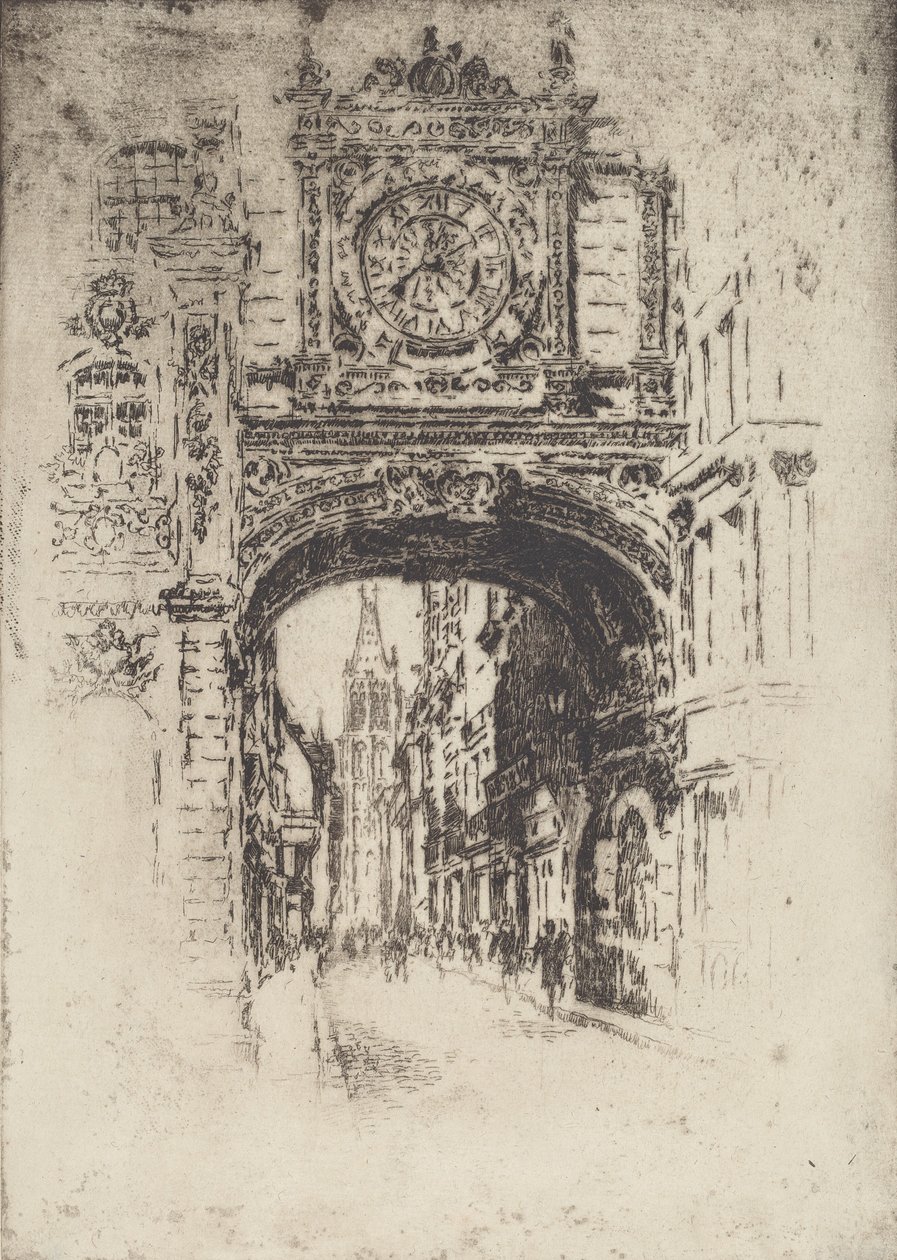Stort ur, Rouen, 1907. af Joseph Pennell