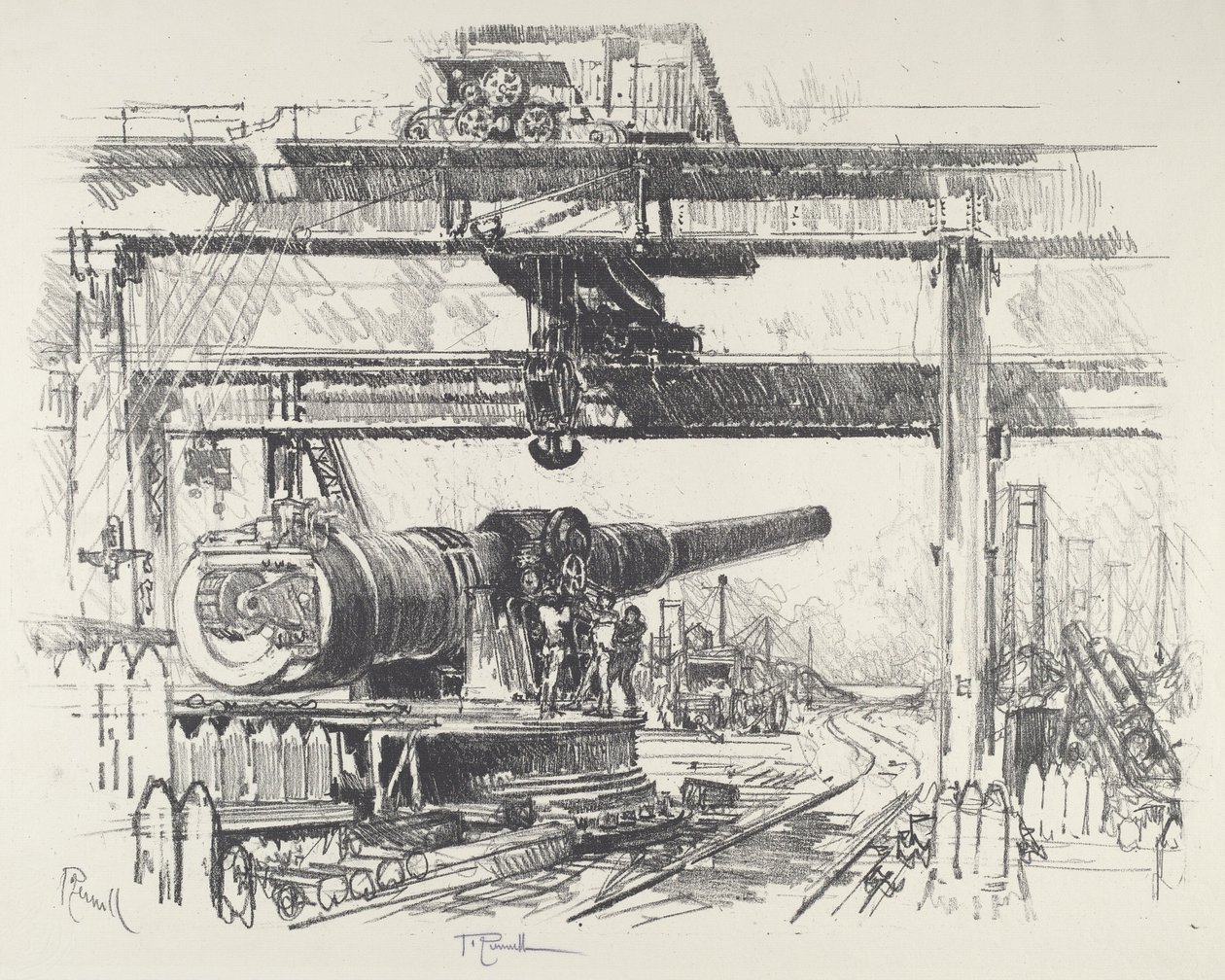 Pistolprøvning, 1916. af Joseph Pennell