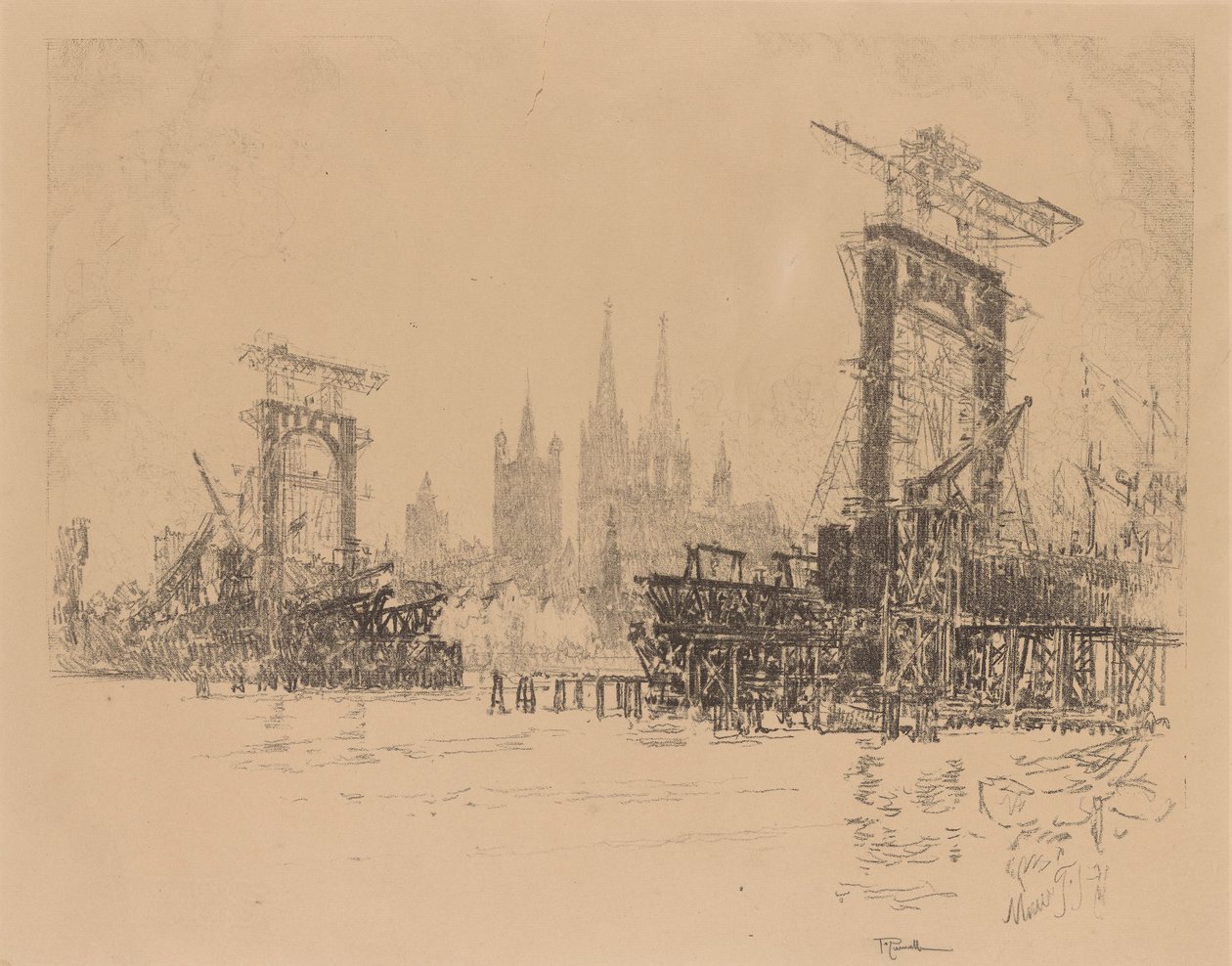 London Bridge konstruktion af Joseph Pennell