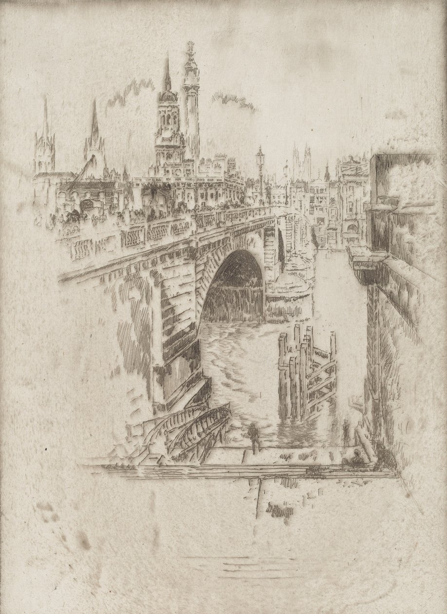 London Bridge Stairs, 1903. af Joseph Pennell