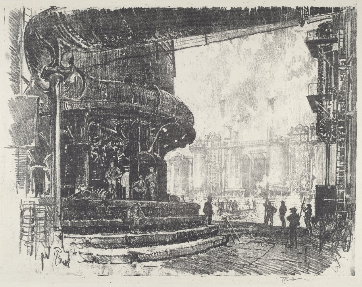 Fremstilling af råjern, 1916. af Joseph Pennell