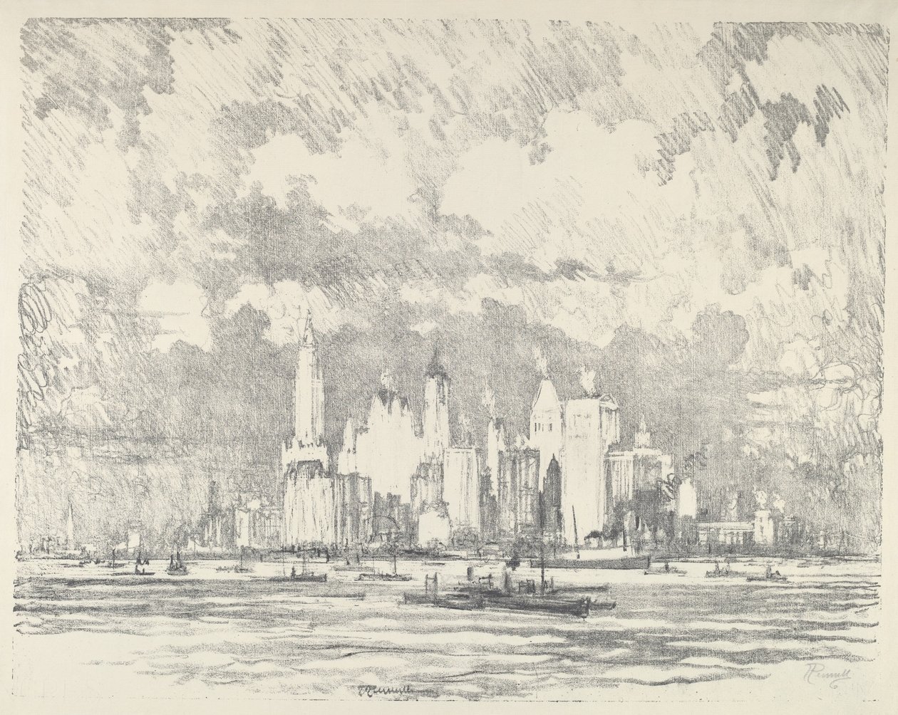 New York fra Ellis Island, 1910. af Joseph Pennell