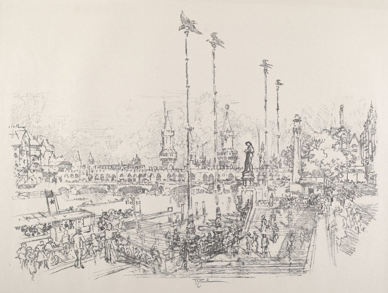 Oberbaum-broen, Berlin af Joseph Pennell