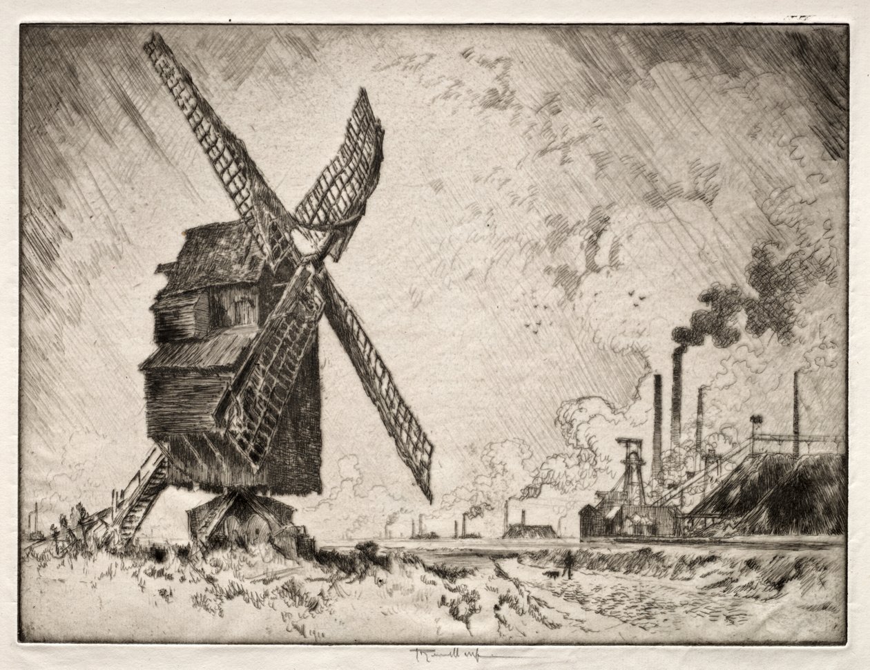 Old and New Mills, Valenciennes, Frankrig af Joseph Pennell