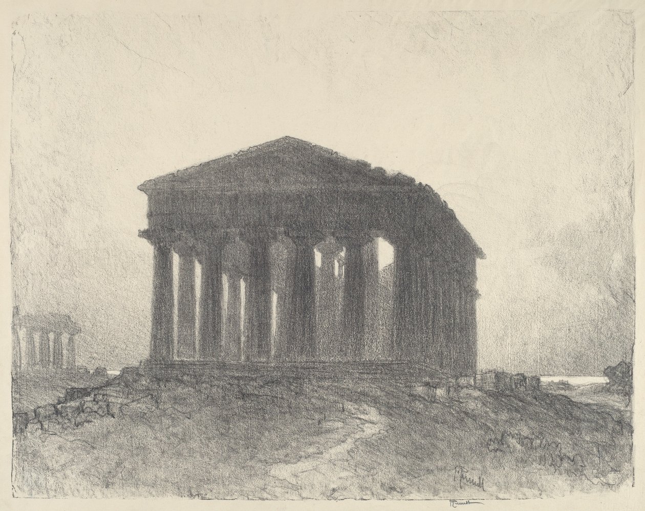 Paestum, Aften, 1913. af Joseph Pennell
