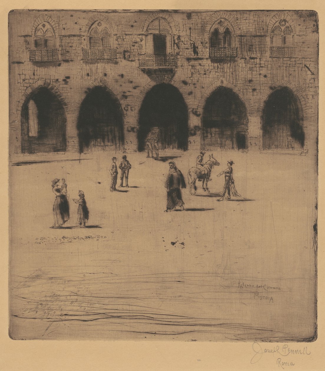 Rådhus, Pistoia, 1883. af Joseph Pennell