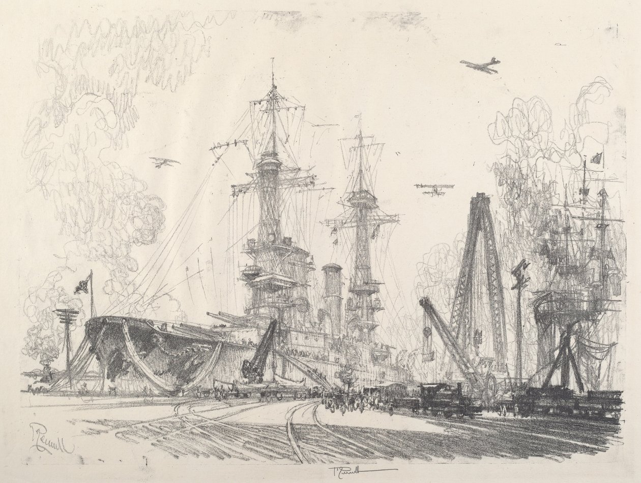 Klar til at starte, 1917. af Joseph Pennell