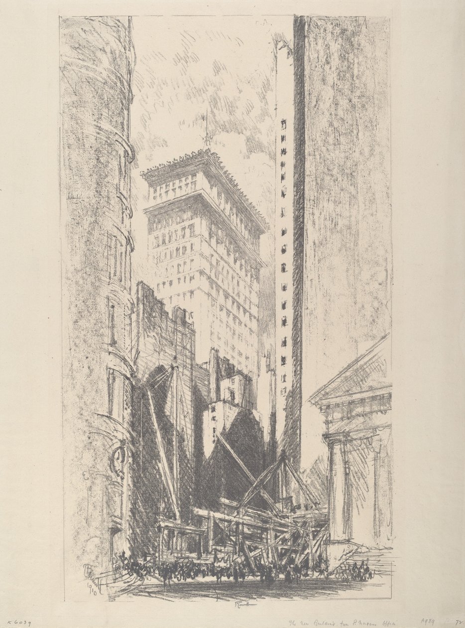 Ombygning af Broad Street, 1910. af Joseph Pennell