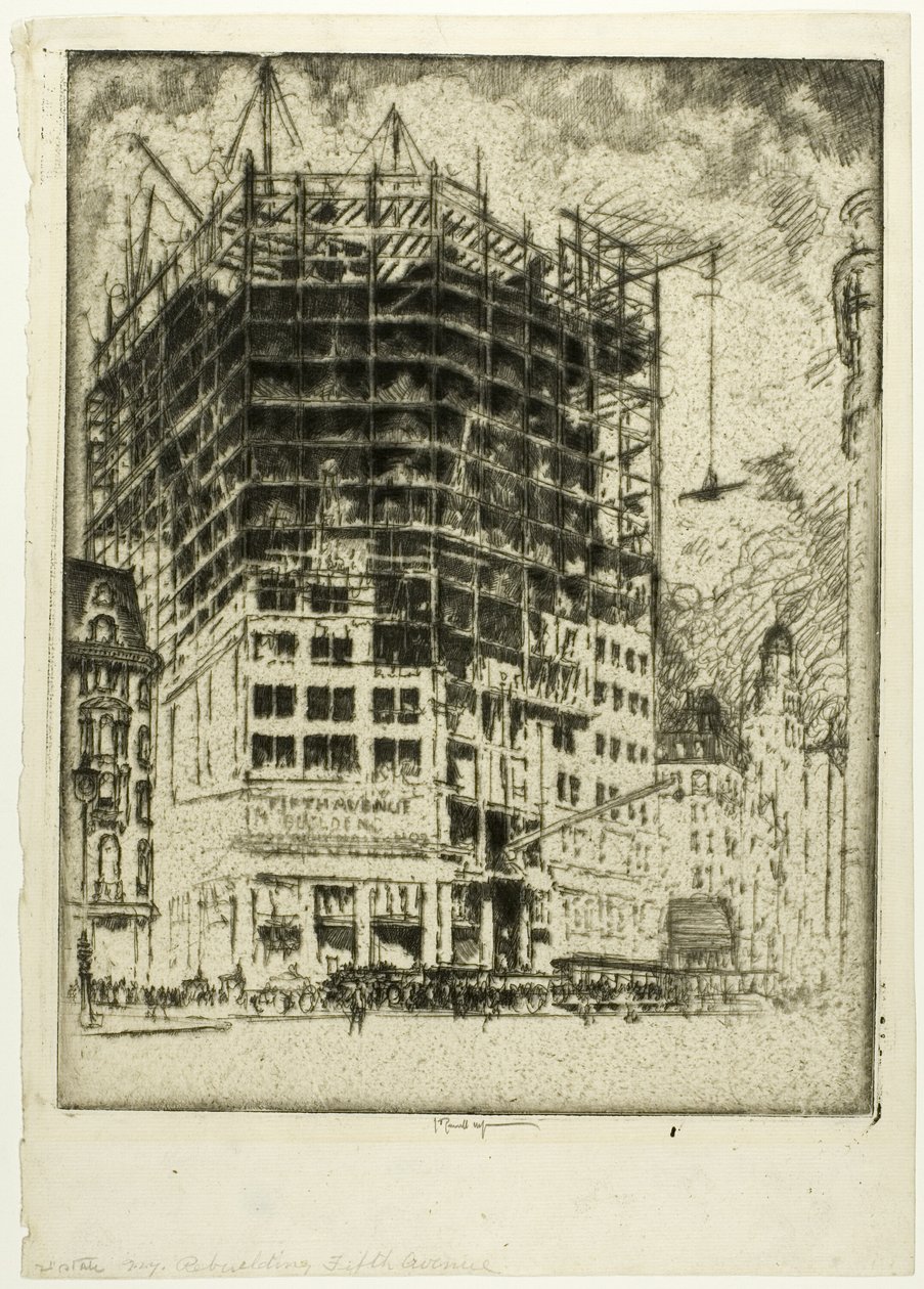 Genopbygning af Fifth Avenue af Joseph Pennell
