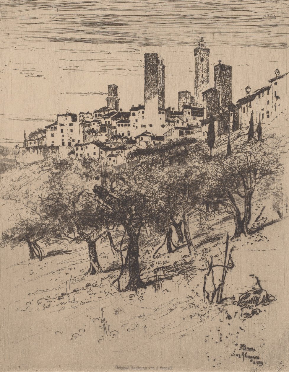 San Gimignano, 1883. af Joseph Pennell