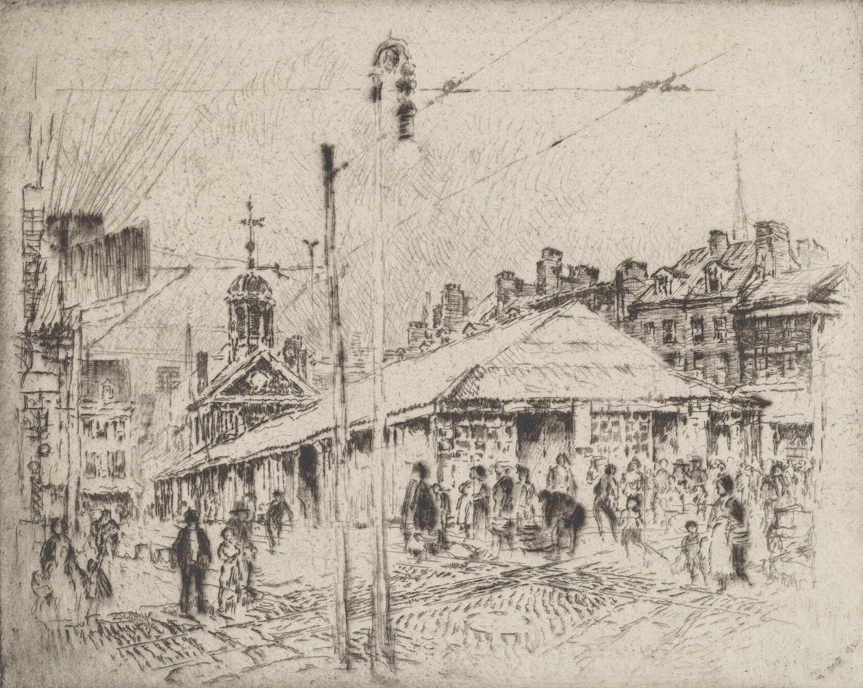 Second Street Market, Philadelphia, 1920. af Joseph Pennell