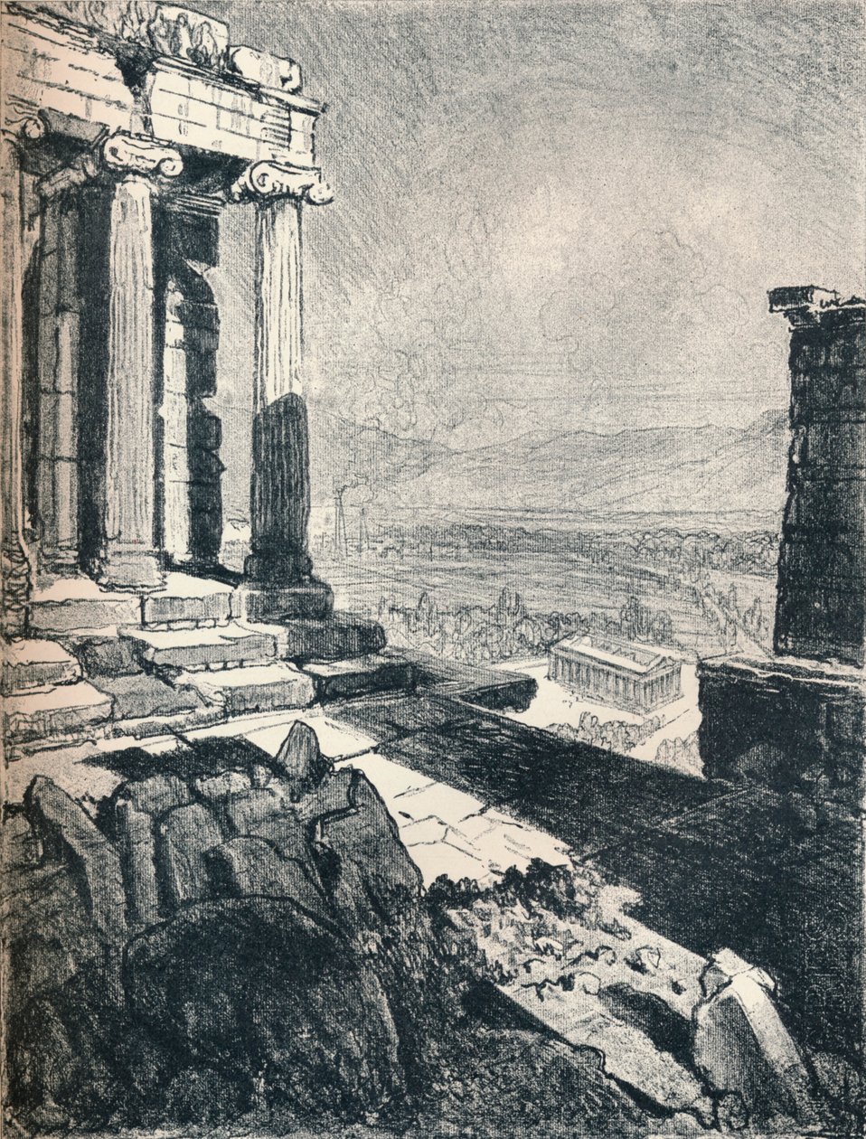 Theseus-templet fra Akropolis, c1913 af Joseph Pennell