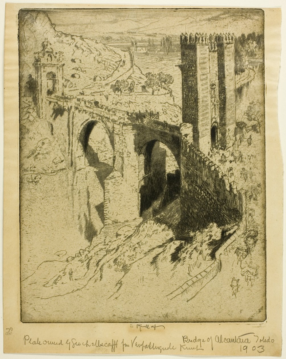 Alcantara-broen, Toledo af Joseph Pennell