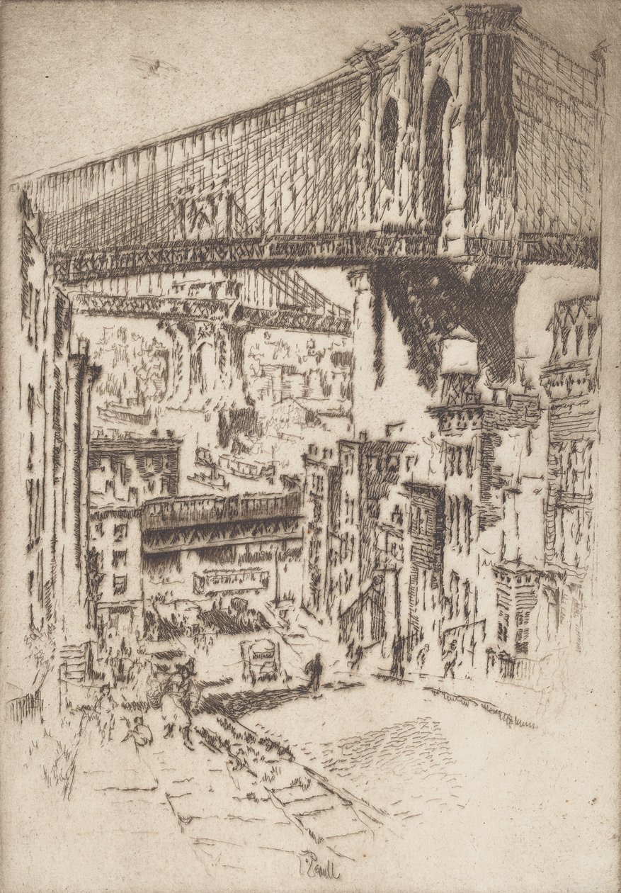 The Bridges, fra Brooklyn, 1921. af Joseph Pennell