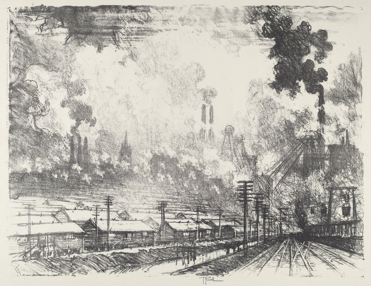 Kulminen, 1916. af Joseph Pennell