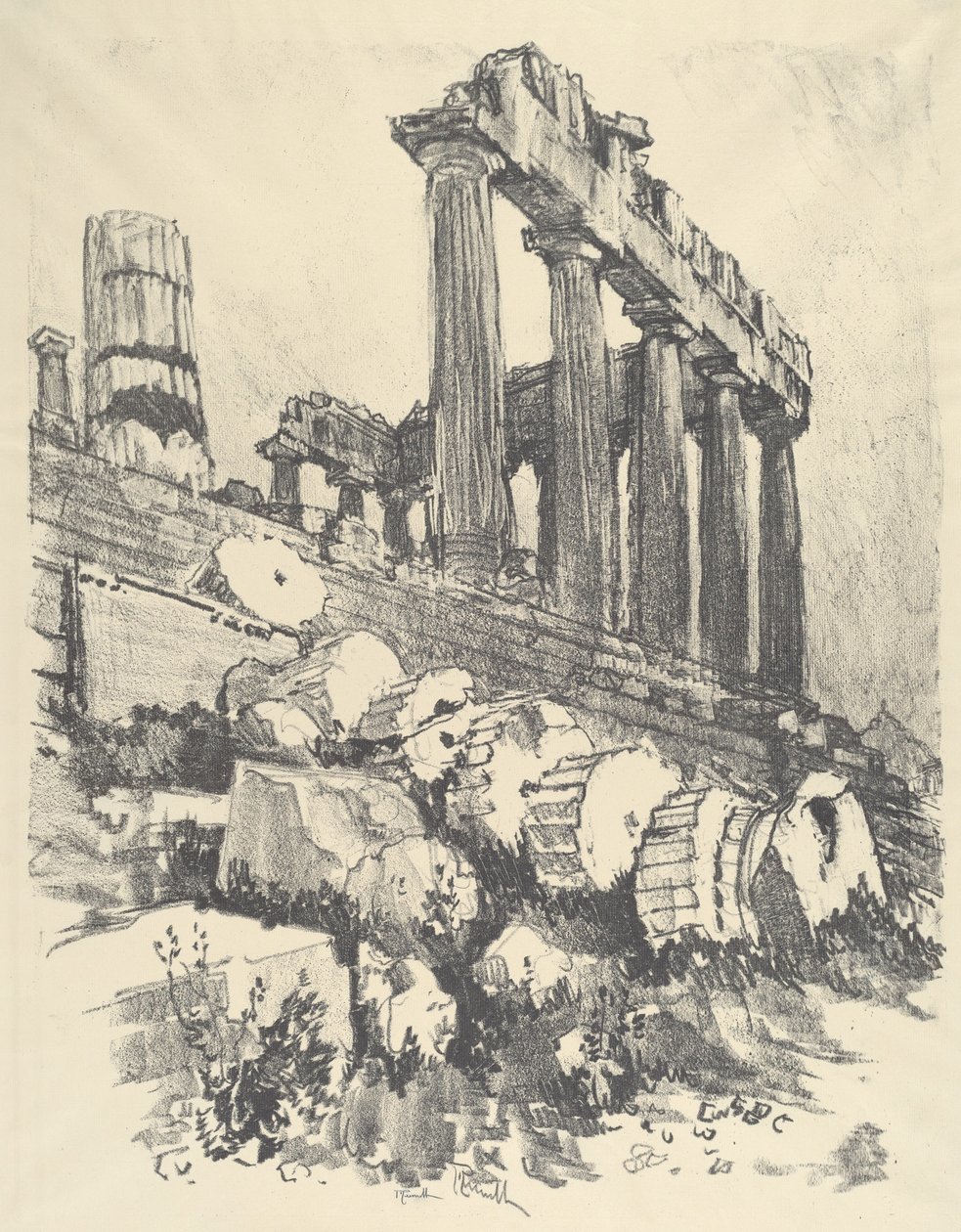 Den faldne søjle, Athen af Joseph Pennell