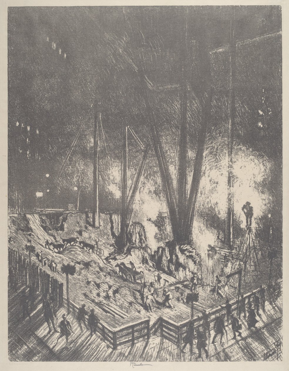 Fundamenterne, bygger en skyskraber af Joseph Pennell