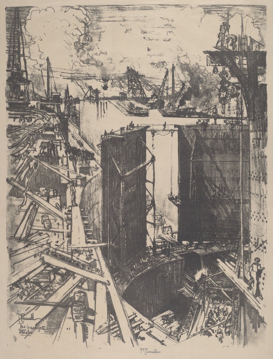 The Guard Gate, Gatun Lock, 1912. af Joseph Pennell