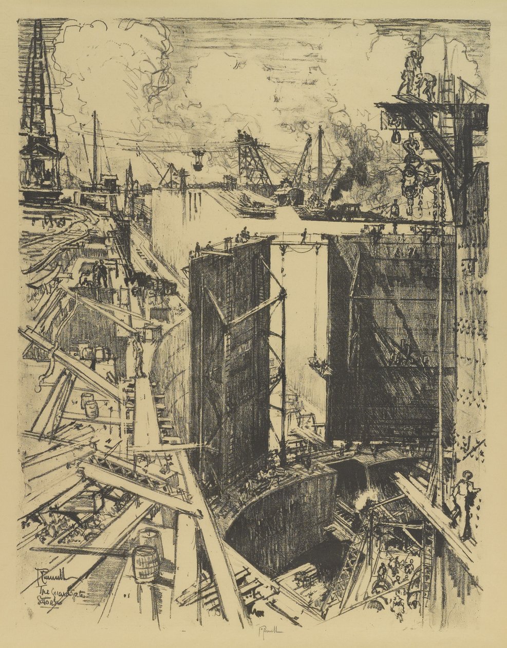 The Guard Gate, Gatun Lock, 1912 af Joseph Pennell