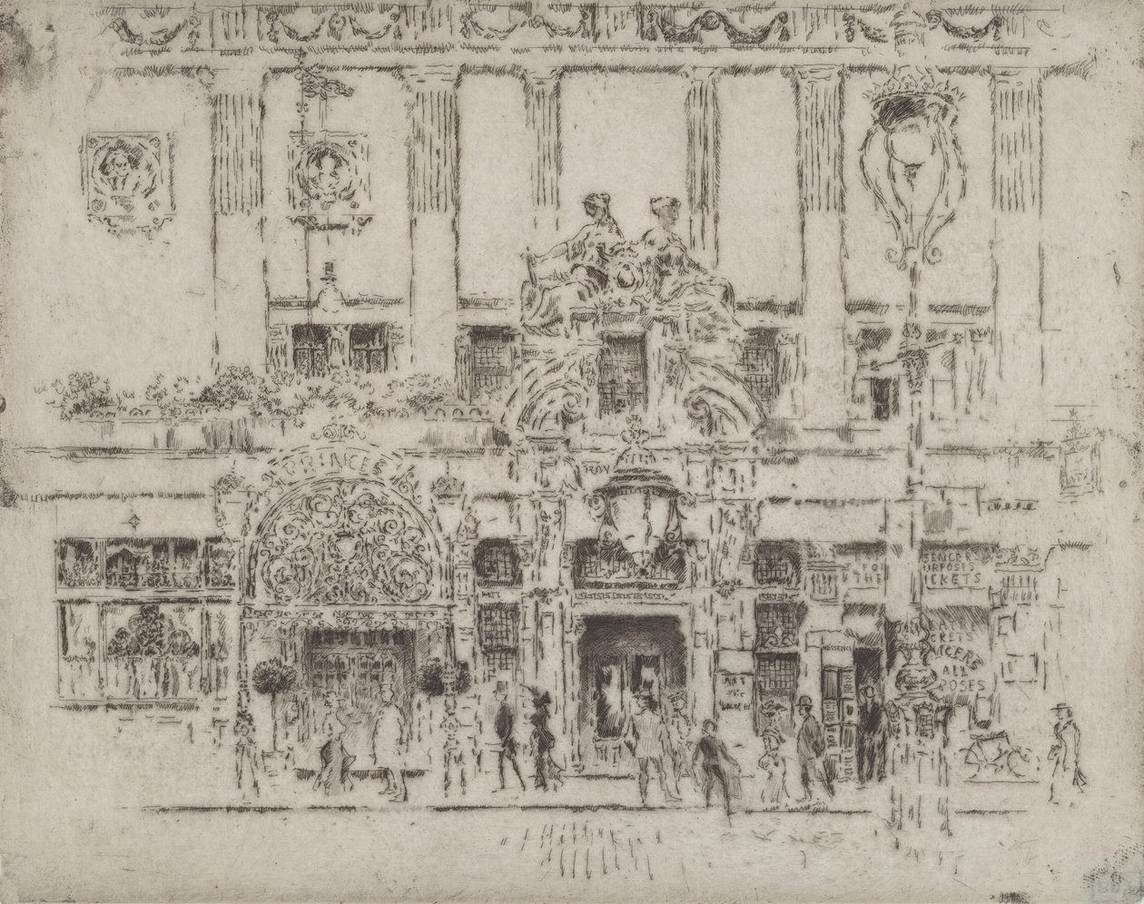 Instituttet, Piccadilly, 1906. af Joseph Pennell