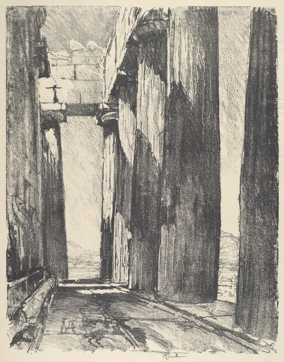 Parthenons portik, 1913. af Joseph Pennell