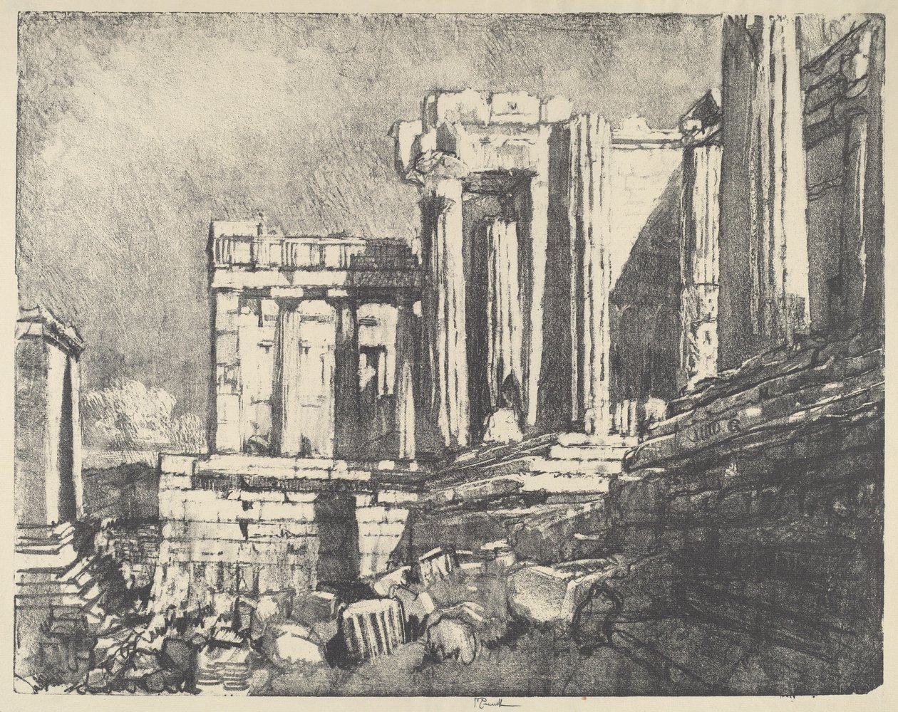 The Propylaea, Athen, 1913. af Joseph Pennell
