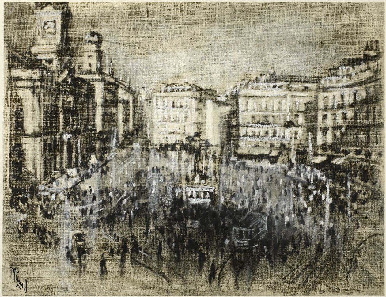 Puerta del Sol, Madrid af Joseph Pennell