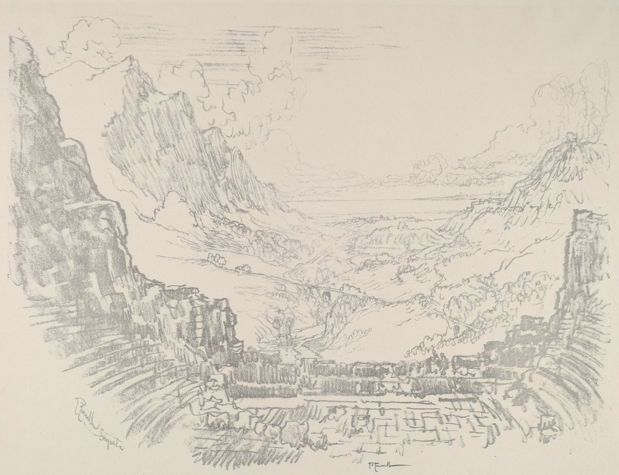Teatret, Segesta, 1913. af Joseph Pennell